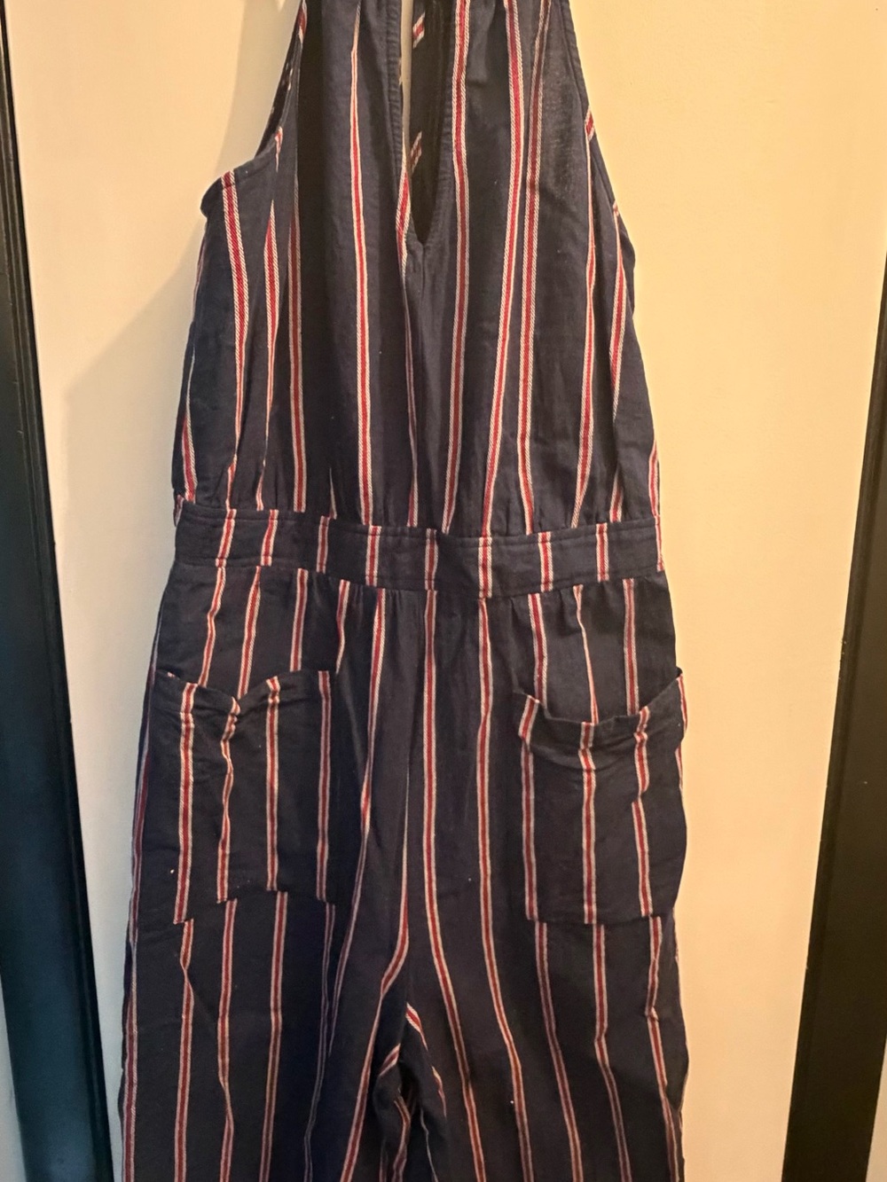 Universal Thread Navy Jumpsuit with Red & White Stripes
